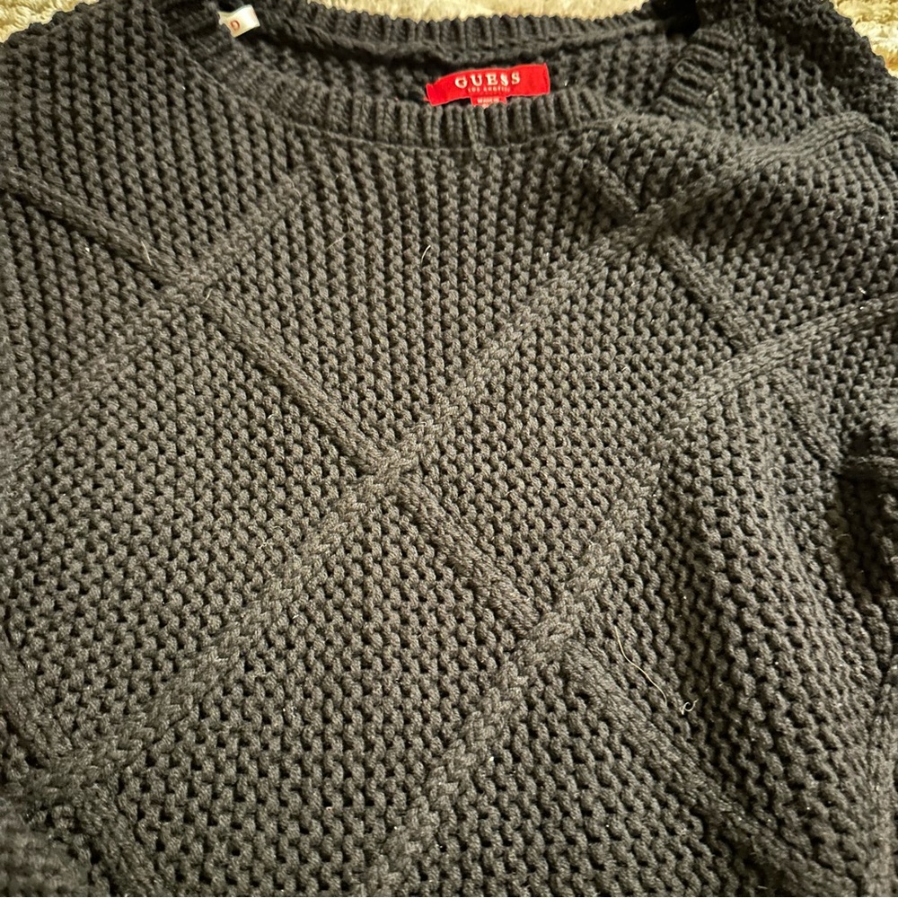 GUESS Diamond Pattern Crew Neck Cotton Blend Sweater XS - Picture 3 of 7